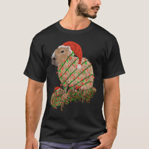 T-shirt Famille de Capybaras de Noël enveloppée de lumière