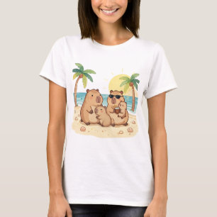 T-shirt Famille de capybaras Happy Capy Capybara Plage Été