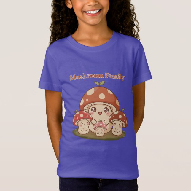T-Shirt Famille de Champignons Mignons | Cottagecore Kawai (Devant)
