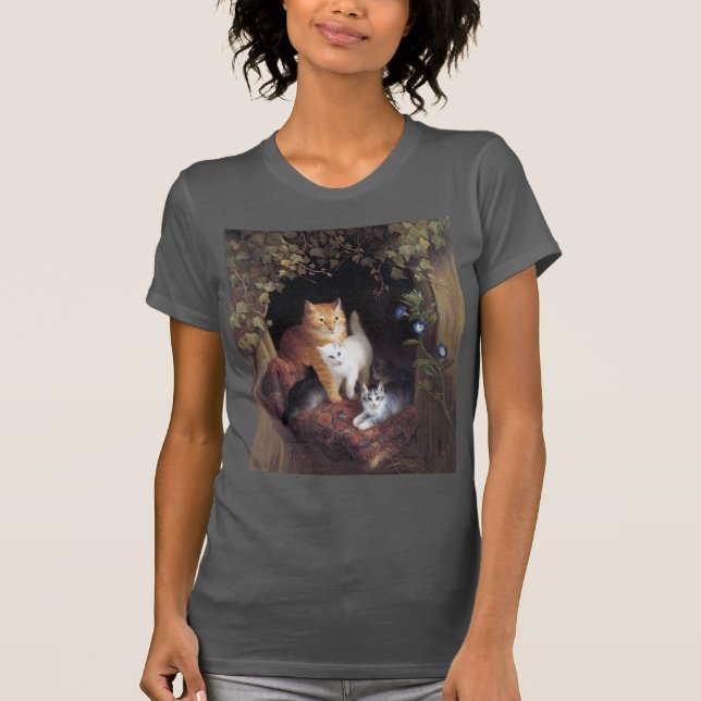 T-shirt Famille de chats et feuille d'ivoire par Henriette (Devant)