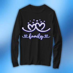 T-shirt Famille de coeur simple en bleu   Hommes à long fe