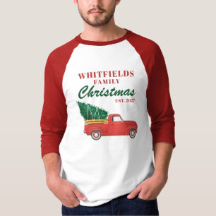 T-shirt Famille de jumelage de camions rouges de Noël