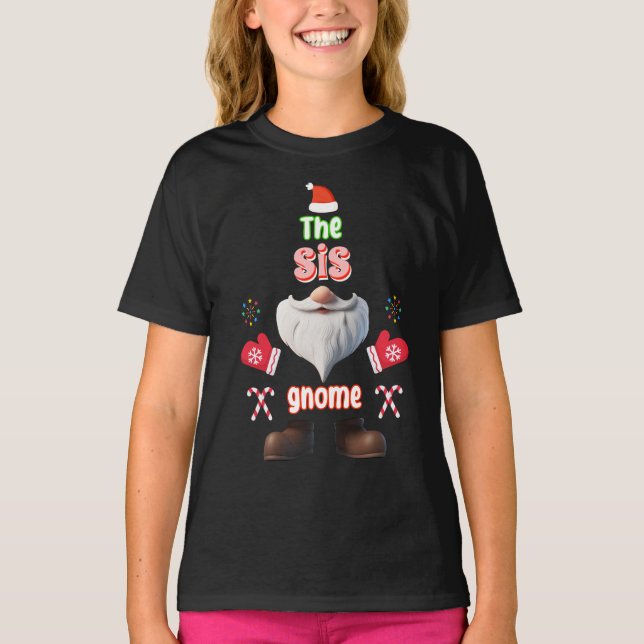 T-shirt Famille de jumelage Noël Sis Gnome (Devant)