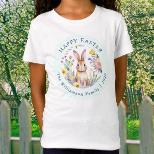 T-Shirt Famille de lapins personnalisée à l'aquarelle pour