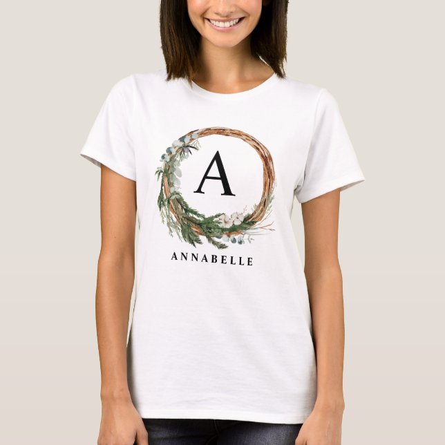T-shirt Famille de noël de feuillage minimal moderne (Devant)