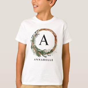 T-shirt Famille de noël de feuillage minimal moderne