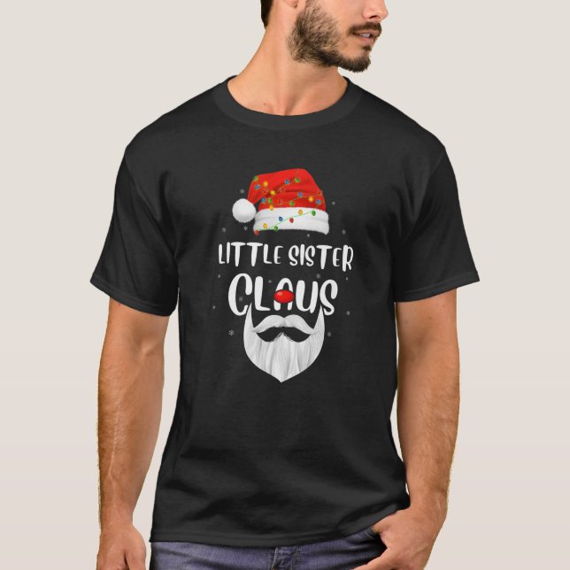 T-shirt Famille de Noël jumelée petite soeur Claus Père No (Devant)
