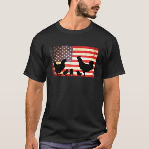 T-shirt Famille de poules avec drapeau américain