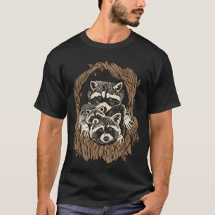 T-shirt Famille de ratons laveurs mignonne dans le creux d