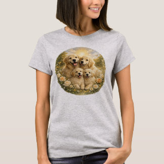 T-shirt Famille de Retriever doré crémeux adorable