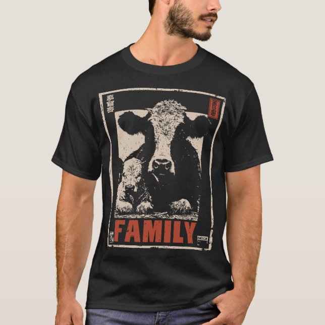 T-shirt Famille de vache et de veau - Mère et bébé rustiqu (Devant)