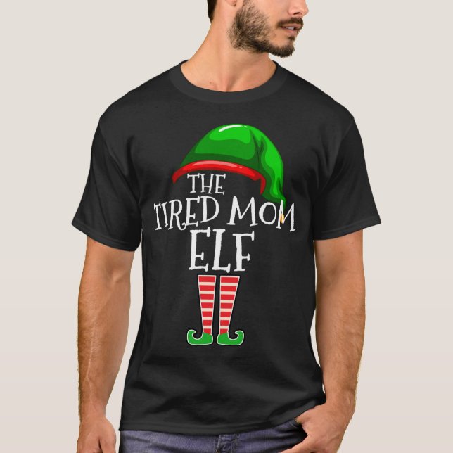 T-shirt Famille d'elfes maman fatiguée correspondant cadea (Devant)