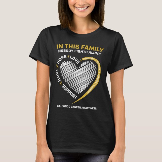 T-shirt Famille d'or Personne ne combat seul Cancer de l'e (Devant)