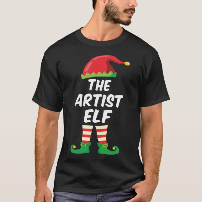 T-shirt Famille Elf Artiste Correspondant Drôle Noël Cos (Devant)