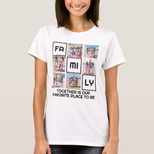 T-shirt Famille Ensemble 6 Photos et Texte Personnalisé