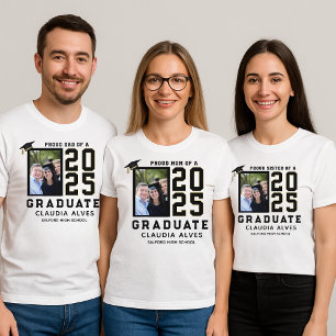 T-shirt Famille fière Mappage personnalisé Graduation