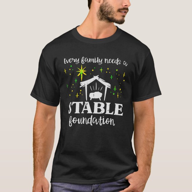 T-shirt Famille Fondation stable Christian Jesus Noël (Devant)