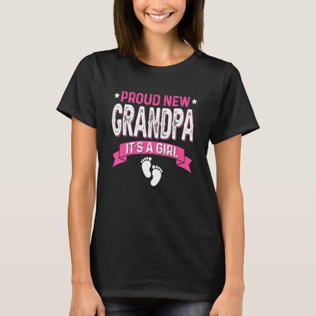 T-shirt Famille Genre Révéler Fier Nouveau Grand-Père C'es (Devant)