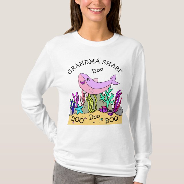 T-shirt Famille Grandma Shark Doo Doo (Devant)