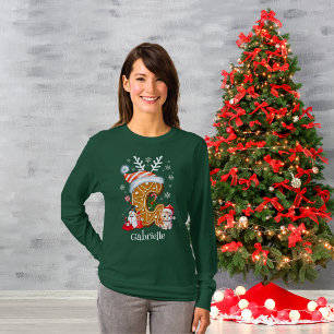 T-shirt Famille Noël Père Noël Pain d'épices Monogramme Fe