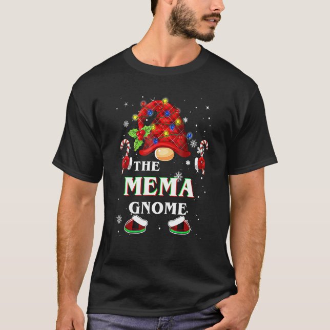 T-shirt Famille Noël Pyjama Mema Gnome Buffalo Plaid Match (Devant)