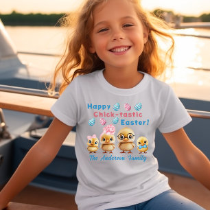 T-shirt Famille Pâques Joyeux Poussins Rétro