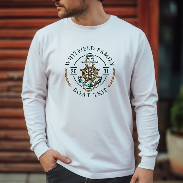 T-shirt Famille Personnalisée Voyage en bateau nautique Ré (Custom Family Nautical Boat Trip Reunion Vacation T-Shirt)