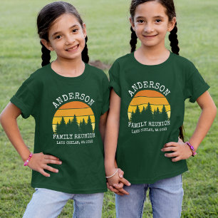 T-shirt Famille Pine Réunion Arbres Coucher de soleil Fill