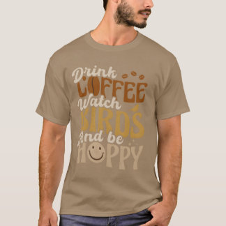 T-shirt Famille Retro Coffee et Oiseau Watching