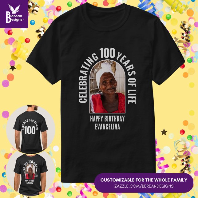 T-shirt Famille Réunion personnalisée Correspondance Anniv (Matching Family Birthday T-Shirt with Customizable Photo and Text, front and back. For group parties)