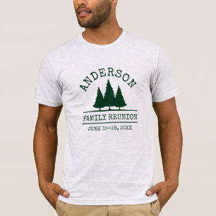 T-shirt Famille Réunion Pin Rustique Arbres Gris