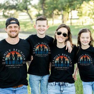 T-shirt Famille Réunion Tenue Mains Rétro Soleil Noir