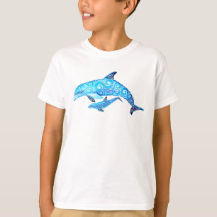T-shirt Famille tourbillonnant de dauphins
