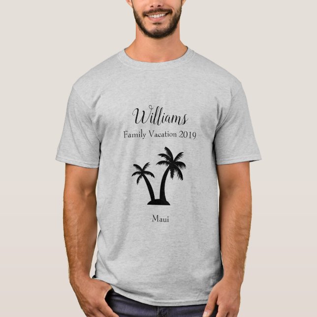 T-shirt Famille Tropical Vacances Palm Tree Correspondance (Devant)