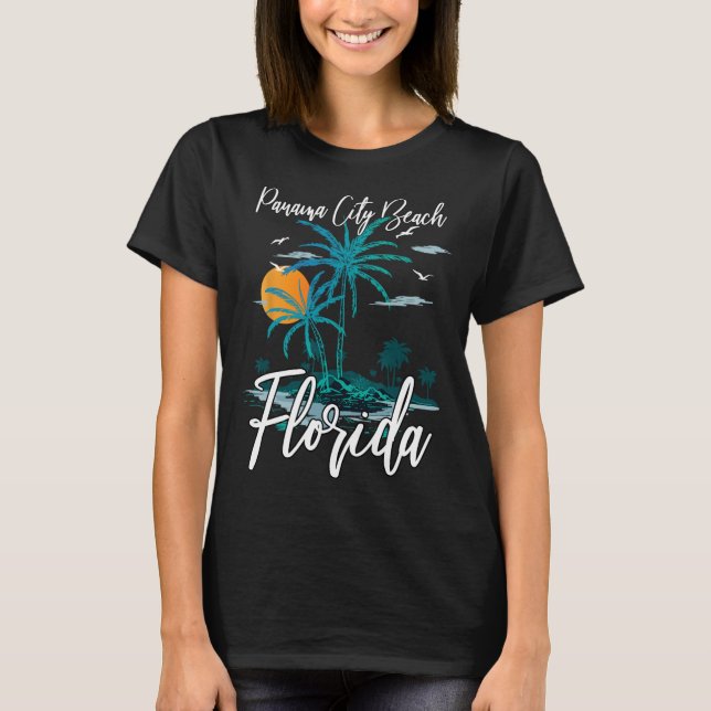 T-shirt Famille Vacances Retro Sunset Floride Panama City  (Devant)