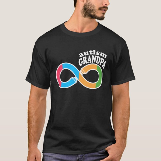 T-shirt Family Autism Awareness Grandpa Rainbow Infinity S (Devant)