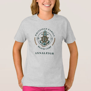 T-shirt Family Beach Camp Nautical Matching Nom de la fill