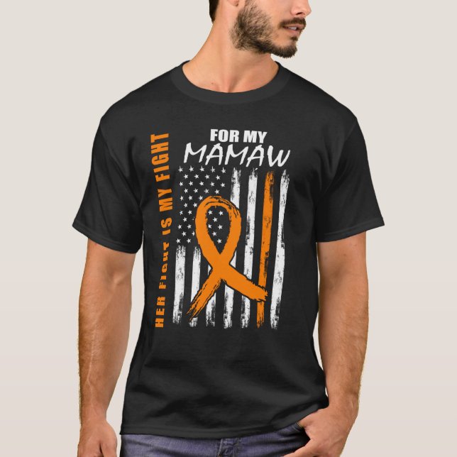 T-shirt Family Fight Mamaw Leukemia Awareness American Fla (Devant)