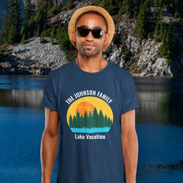 T-shirt Family Lake Trip Cute Coucher de soleil Customisé (Créateur téléchargé)