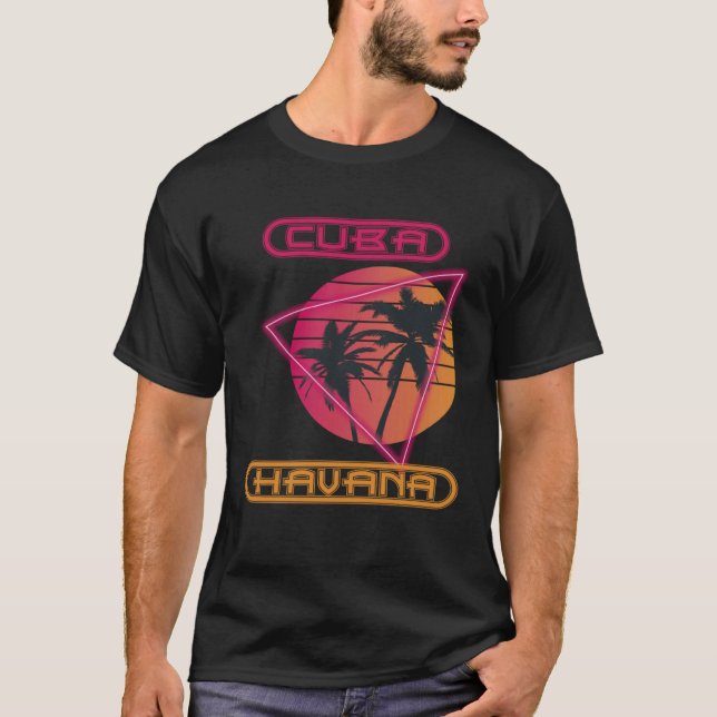 T-shirt Family Vacation Cuba Havana Palm tree Beach Ocean (Devant)