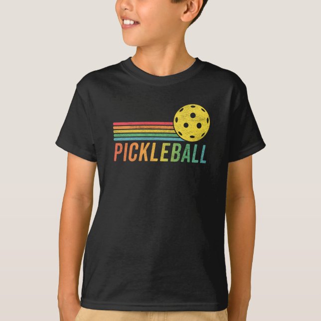 T-shirt Fan de Pickleball Retro Sunset (Devant)