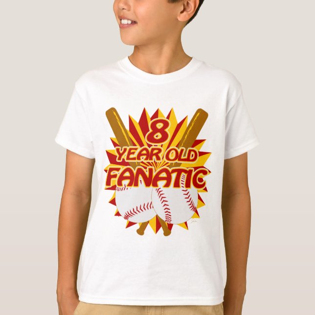 T-shirt Fanatique de base-ball de 8 ans (Devant)