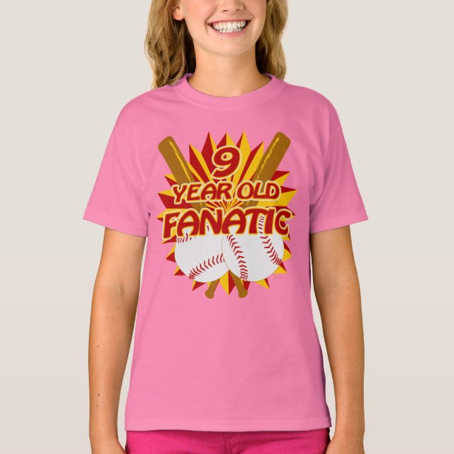 T-shirt Fanatique de baseball âgé de 9 ans (Devant)