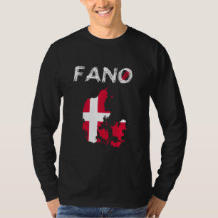 T-shirt Fanö Fano Danemark île Silhouette Carte Drapeau Va