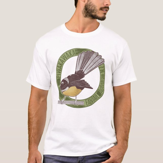 T-shirt Fantail New Zealand Bird (Devant)