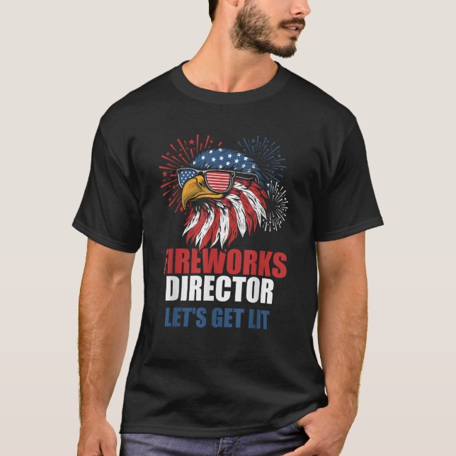 T-shirt Fantaisie 4 juillet Feux D'Artifice Lit Aagle Ame (Devant)
