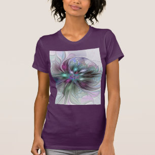 T-shirt Fantaisie Abstraite Moderne Fleur Fractale Colorée