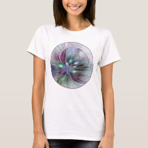 T-shirt Fantaisie Abstraite Moderne Fleur Fractale Colorée
