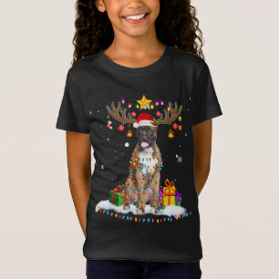 T-Shirt Fantaisie Chien de Noël Reindeer Lumière de Noël