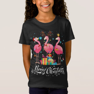 T-Shirt Fantaisie Flamant rose Lumières Santa Chapeau Swea